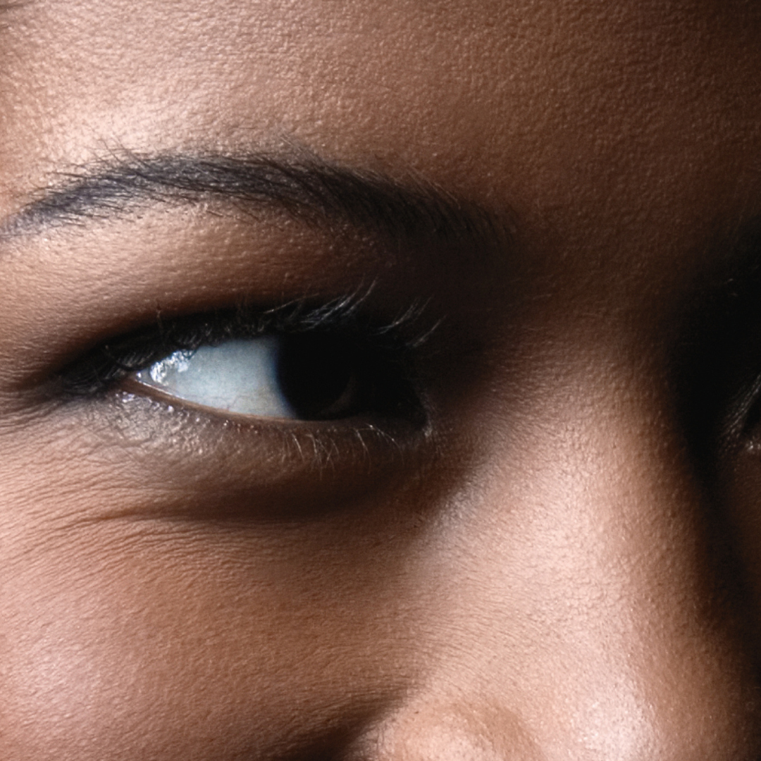 Close up on a woman's right eyebrow and eye