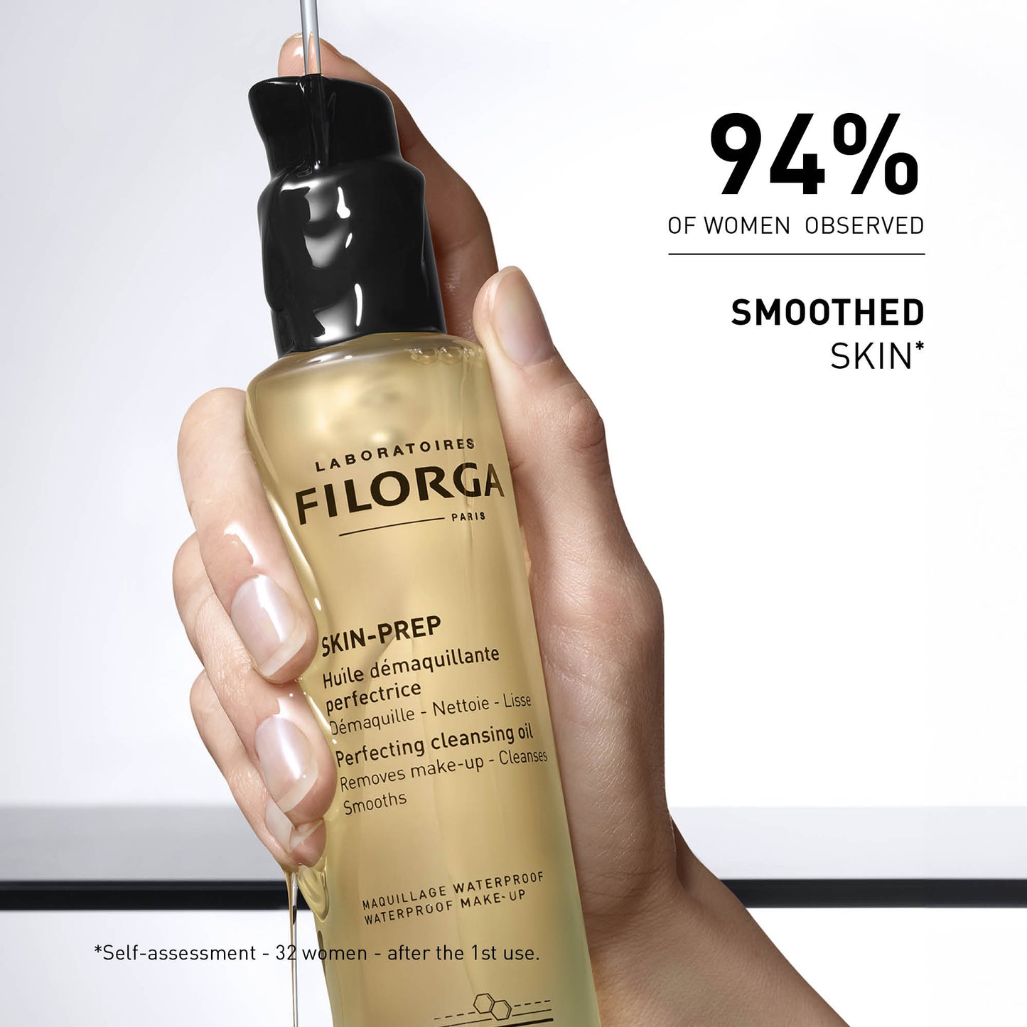 FILORGA SKIN-PREP PERFECTING CLEANSING OIL - 94% of women observed smoothed skin