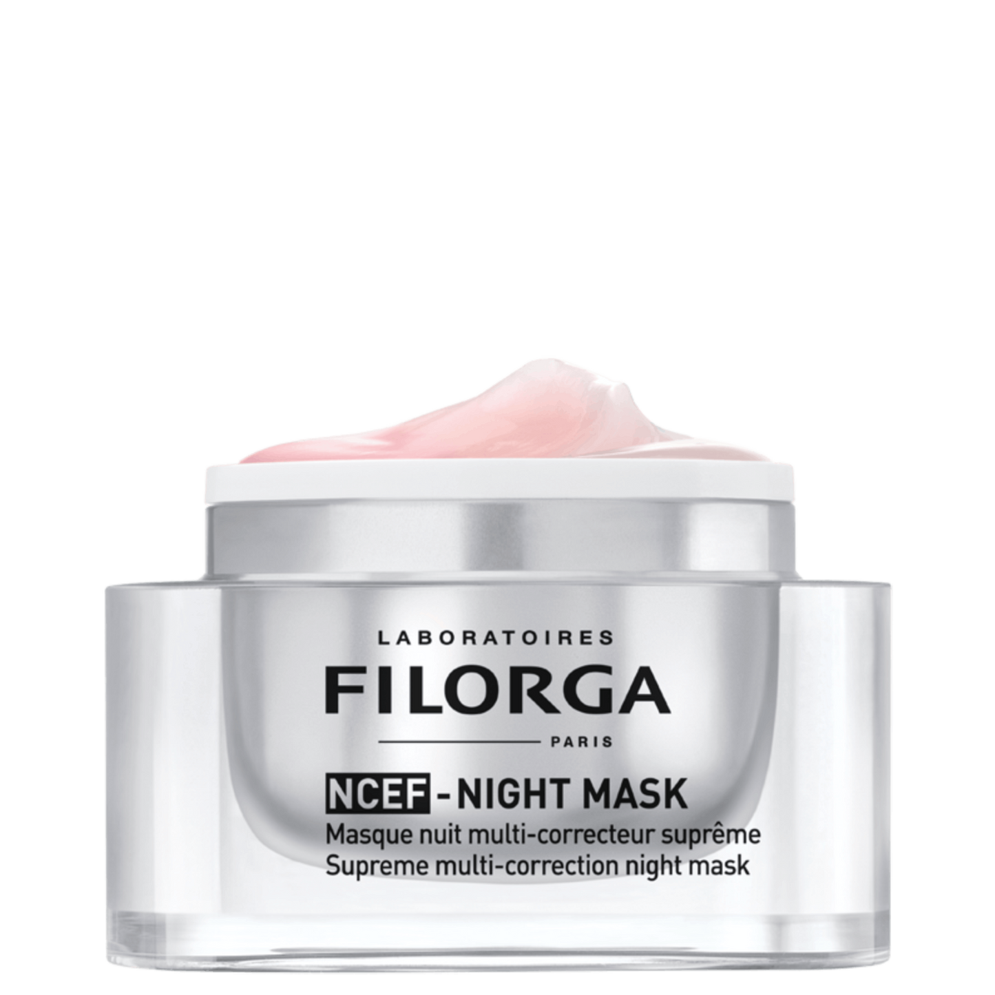 FILORGA NCEF-NIGHT MASK jar without lid showing pink cream