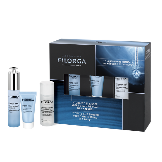FILORGA HYDRA-HYAL ROUTINE SET package with products outside