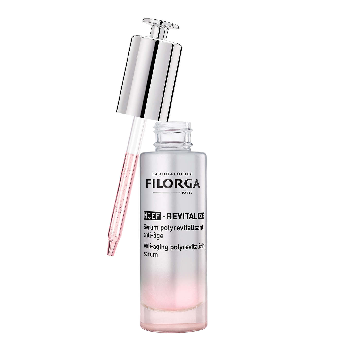 FILORGA NCEF-REVITALIZE SERUM open bottle with pump dropper