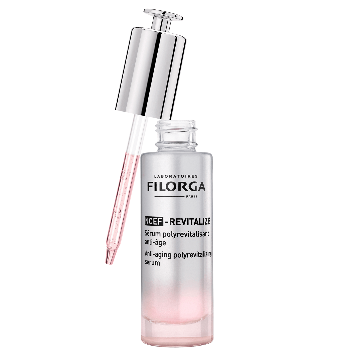 FILORGA NCEF-REVITALIZE SERUM open bottle with pump dropper