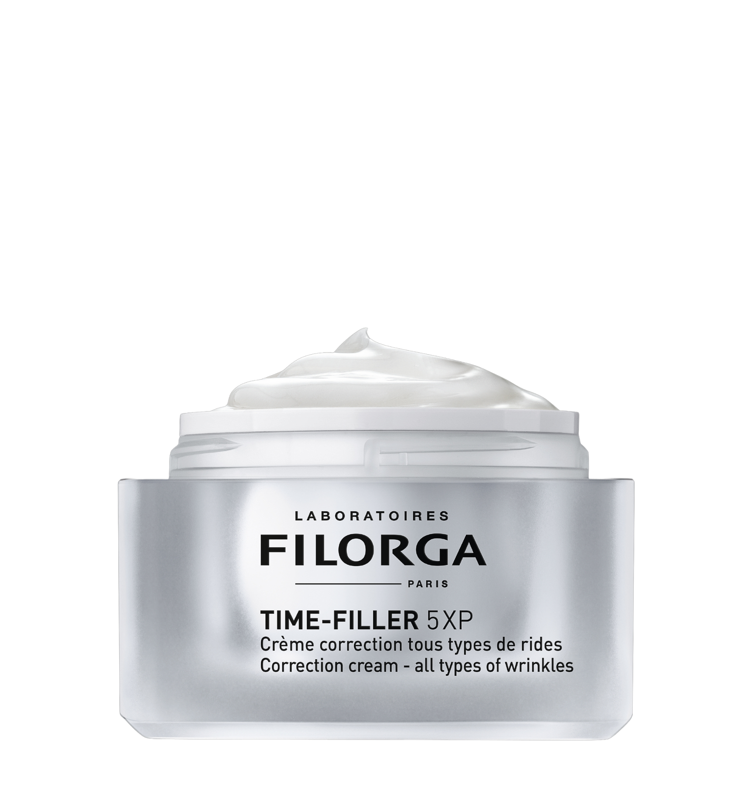 FILORGA TIME-FILLER 5-XP CREAM white open jar showing white cream