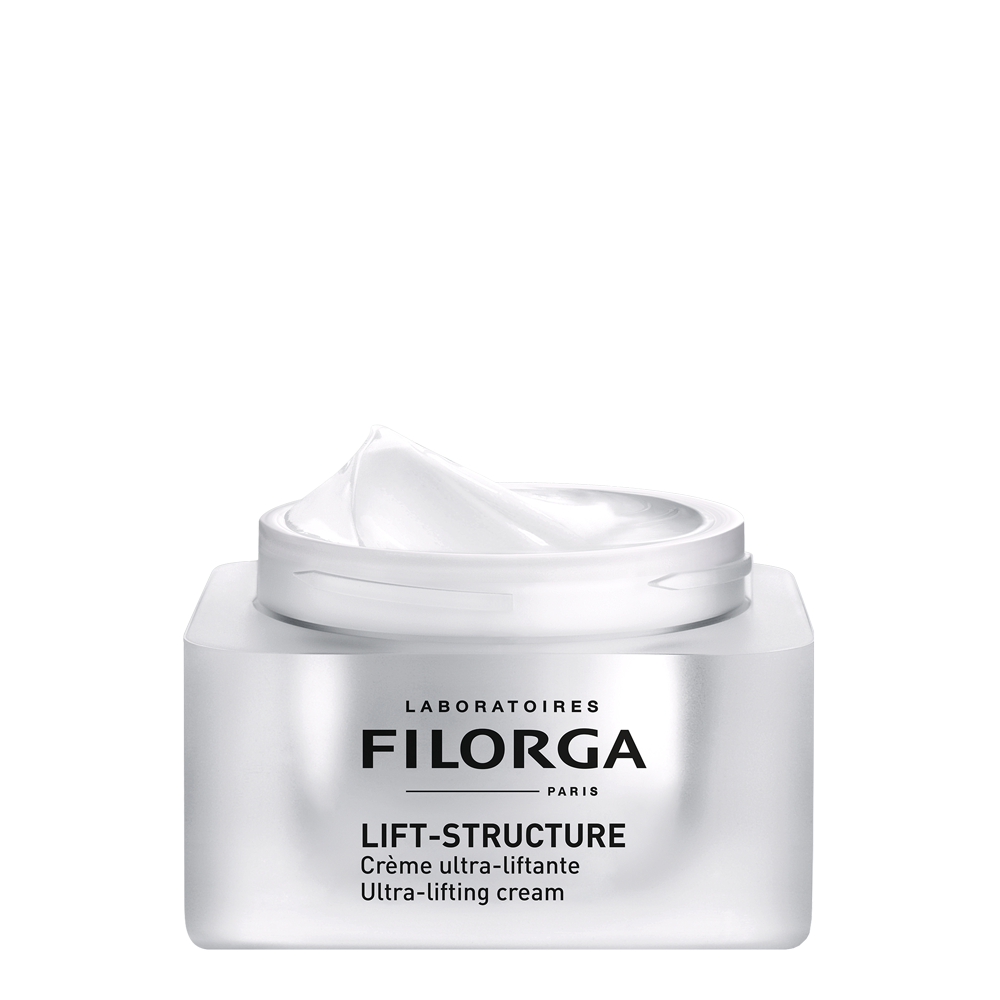 FILORGA LIFT-STRUCTURE cream open jar with white cream swirling out
