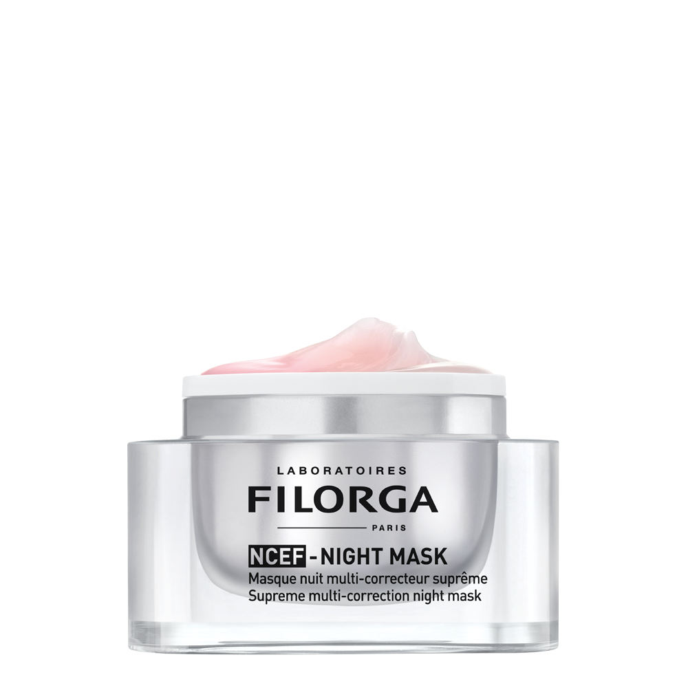 FILORGA NCEF-NIGHT MASK jar without lid showing pink cream